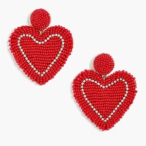 NWT J Crew Factory Beaded heart statement earrings